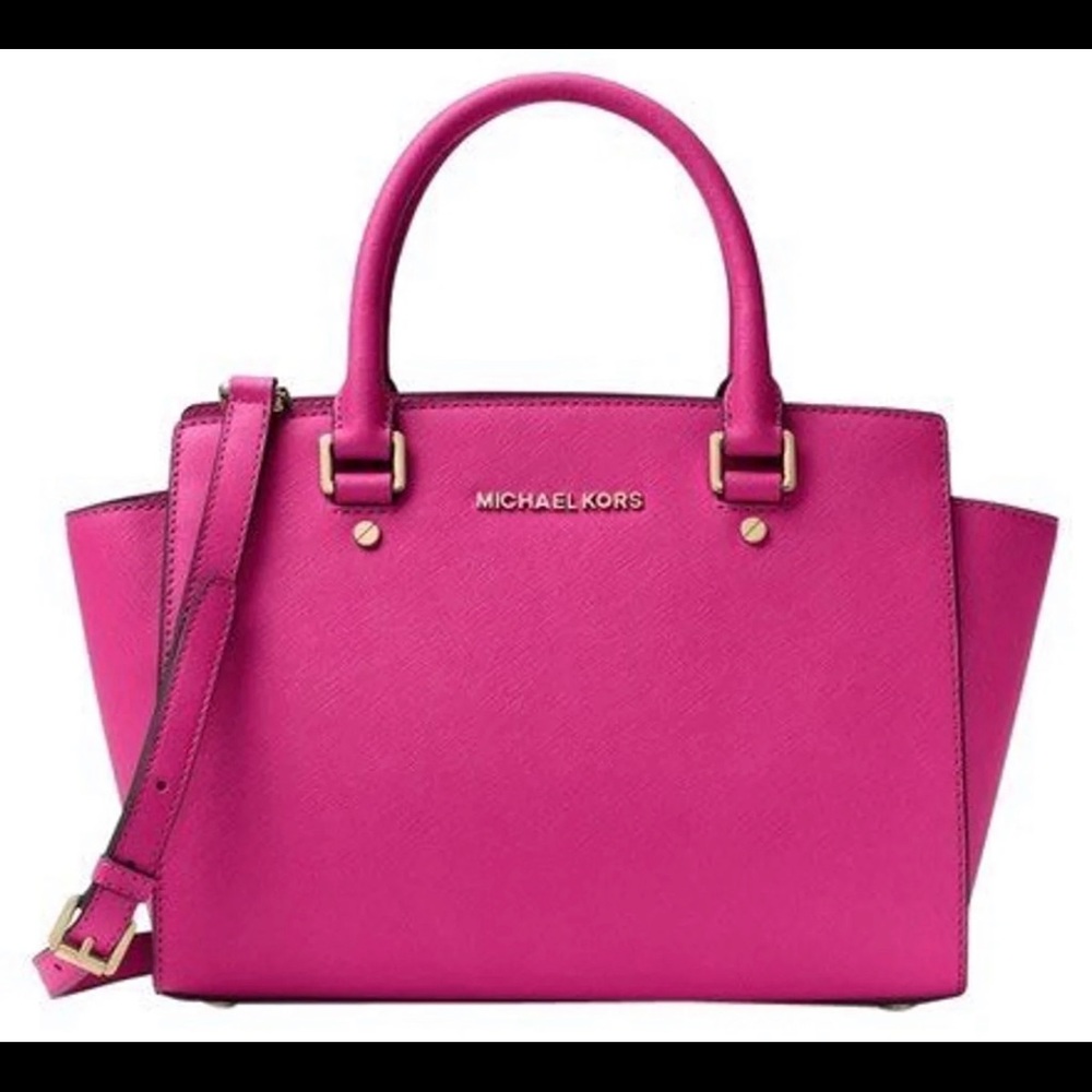 MK Selma Saffiano Leather Medium Satchel
